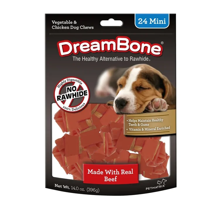 DreamBone Rawhide Free Mini Bones Made with Real Beef Vegetable and Chicken Dog Treats