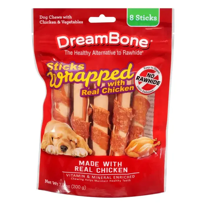 DreamBone Sticks Wrapped Dog Chews with Chicken & Vegetables 8 ea