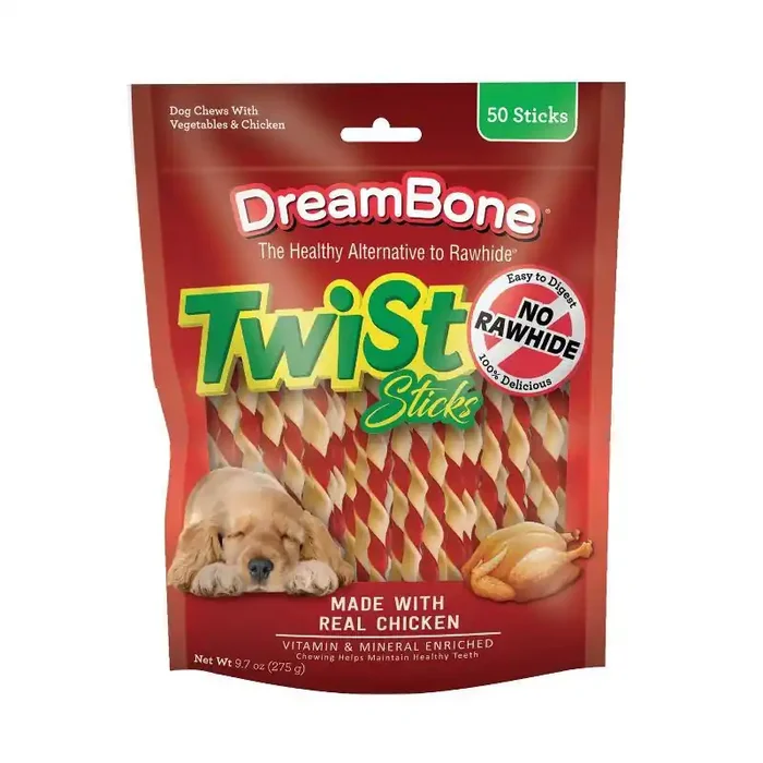 DreamBone Twist Sticks With Real Chicken Dog Treats