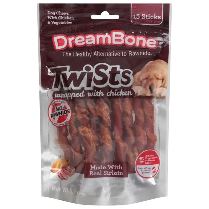 DreamBone Twists Dog Chews with Chicken & Vegetables 15 ea