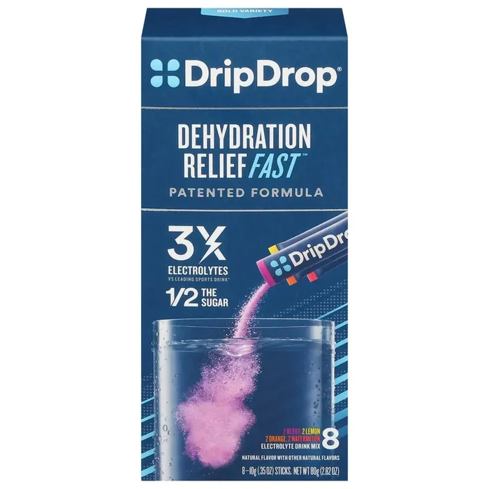 DripDrop Dehydration Relief Fast Assorted Electrolyte Drink Mix 8 – 0.35 oz Sticks