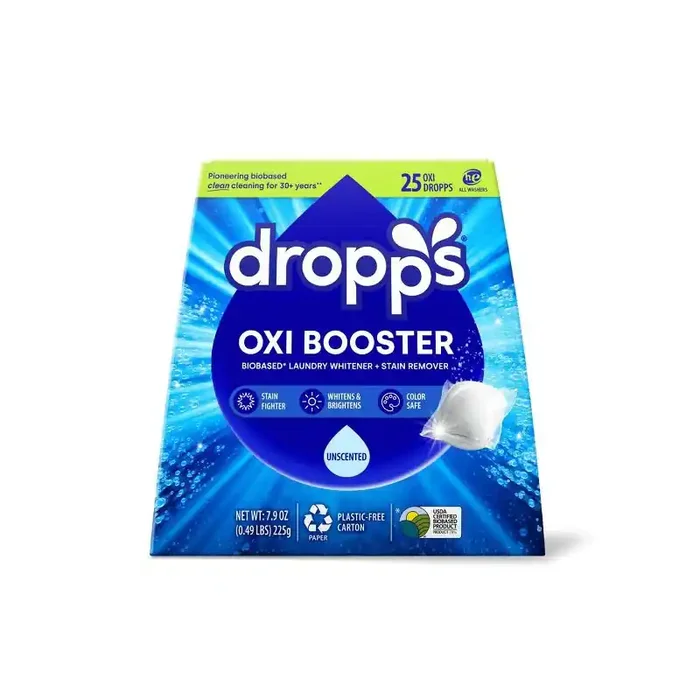Dropps Laundry Oxi Booster Whitener & Stain Remover Biobased Detergent Pods – Unscented – 25ct