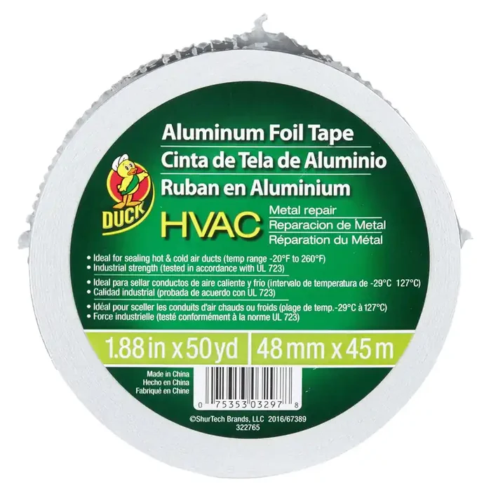 Duck Brand HVAC Metal Repair Aluminum Foil Tape – Silver, 1.88 in. x 50 yd.