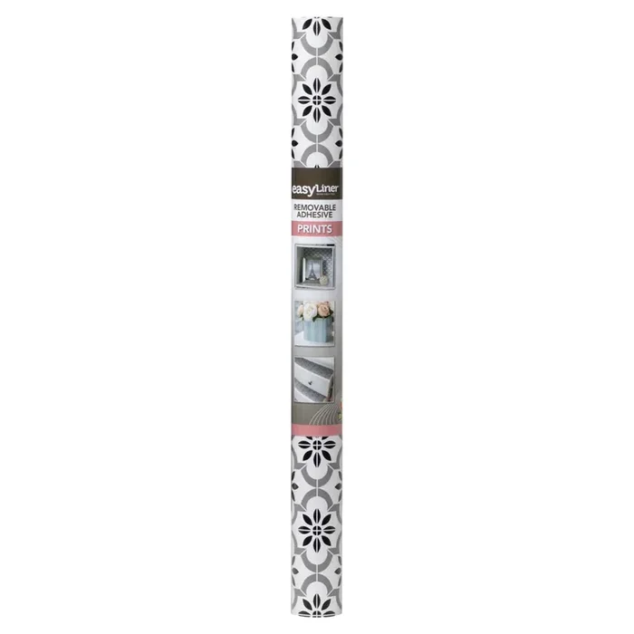Duck EasyLiner Adhesive Laminate, Black and White Tile, 20 in. x