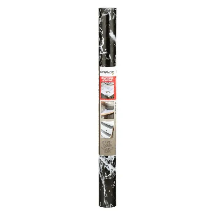 Duck EasyLiner Adhesive Surfaces 20-in x 15-ft Black Marble Shelf liner
