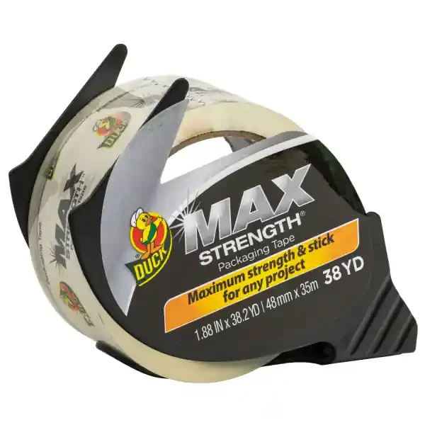 Duck MAX Strength Packing Tape With Dispenser – Clear, 1.88 in. x 38.2 yd.