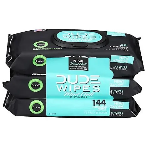 Dude Wipes Dispenser Pack Mint Chill 3 Pack – 144 Count