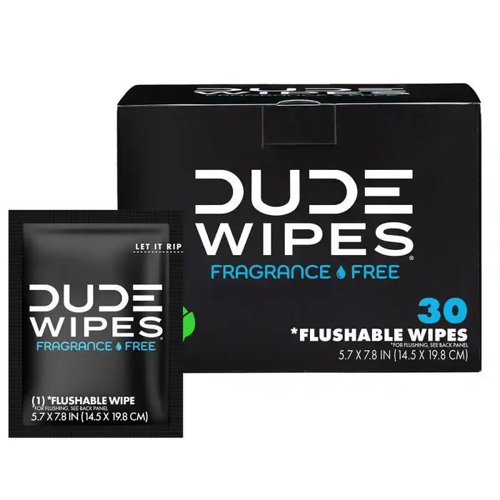 Dude Wipes Fragrance Free On-The-Go Flushable Personal Wipes – 30ct
