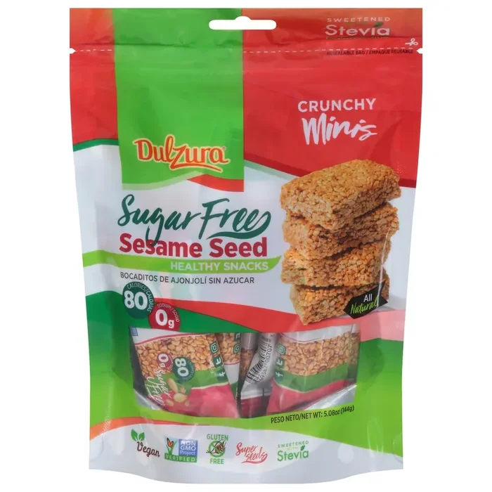 Dulzura Sugar Free Sesame Seed Healthy Snacks Crunchy minis. 5.08 oz