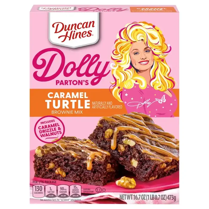 Duncan Hines Dolly Parton‘s Caramel Turtle Flavored Brownie Mix – 16.7 oz