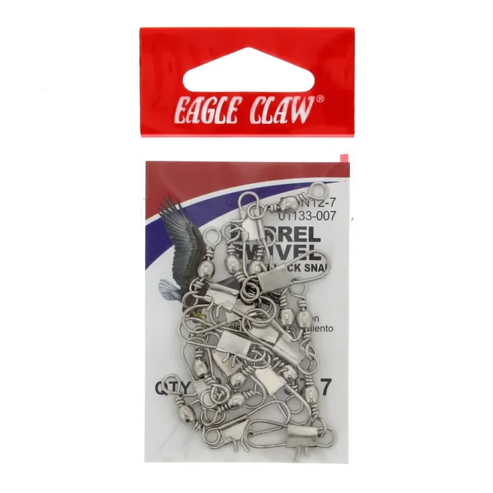 Eagle Claw Barrel Swivel with Interlocking Snap, Size 7