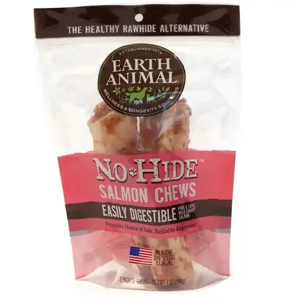 EARTH ANIMAL DOG NO-HIDE SALMON 4 INCHES 2 PACK