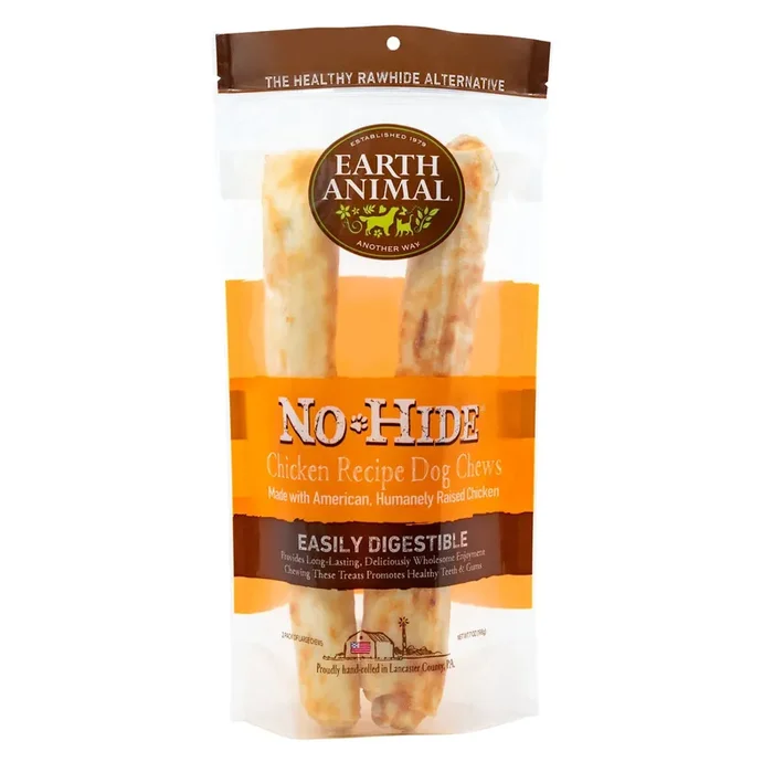 Earth Animal No-Hide Cage-Free Chicken Large Natural Rawhide Alternative Dog Chews, 2 Pack