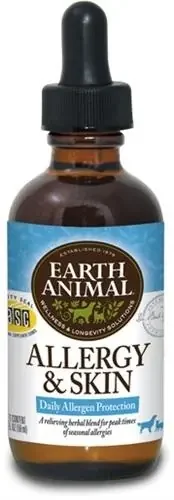 Earth Animal Organic Herbal Remedies Allergy & Skin for Dogs & Cats, 2 oz. Bottle
