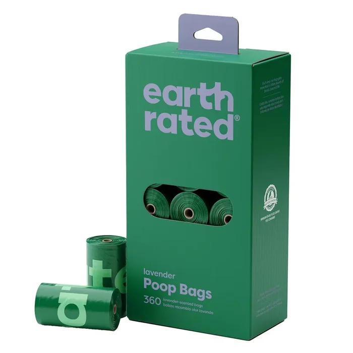 Earth Rated Lavender-Scented Leakproof Dog Poop Bags, 360 Count on 18 Single Refill Rolls