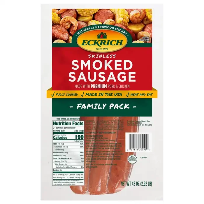 Eckrich Skinless Smoked Sausage, 42 OZ