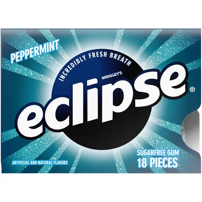ECLIPSE Peppermint Sugar Free Chewing Gum, Single Pack, 18 Piece