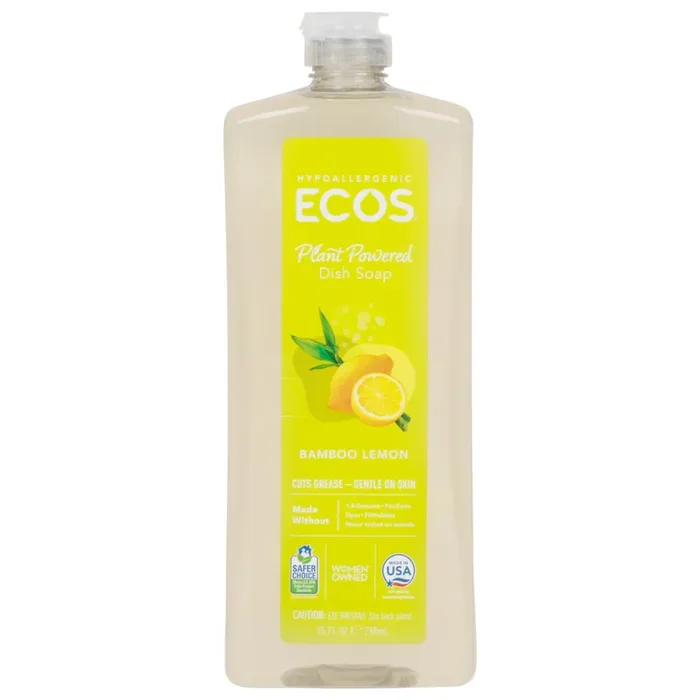 ECOS Plant Powered Hypoallergenic Bamboo Lemon Dish Soap 25 fl oz