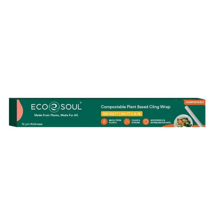EcoSoul Home Compostable Cling Wrap – 100 sq ft