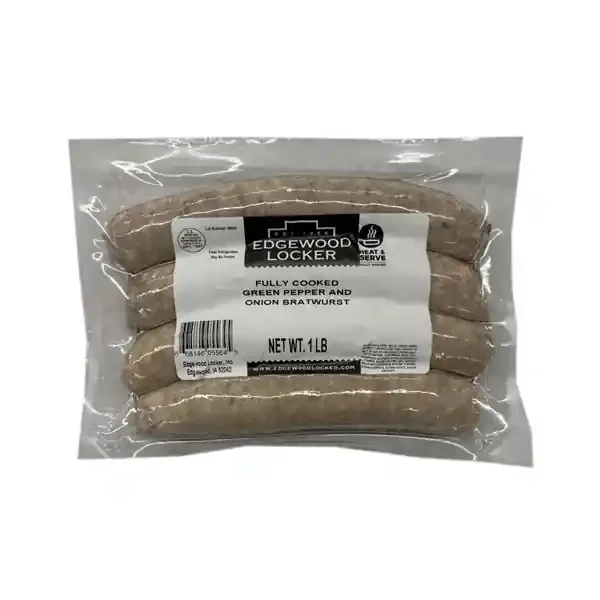 Edgewood Locker Fully Cooked Green Pepper & Onion Bratwurst