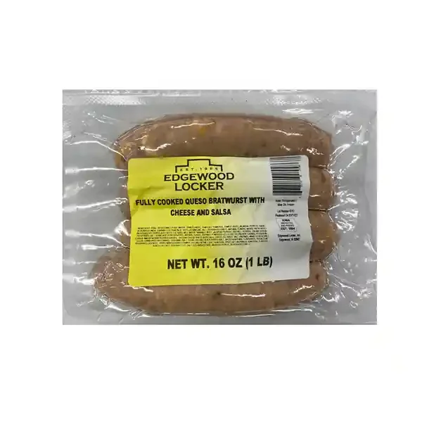 Edgewood Locker Fully Cooked Queso Bratwurst With Cheese And Salsa
