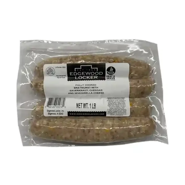 Edgewood Locker Fully Cooked Sauerkraut And Cheese Bratwurst