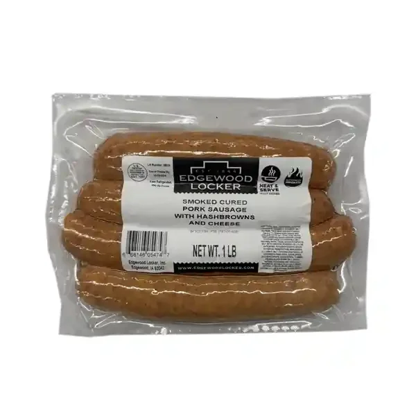 Edgewood Locker Smoked Bratwurst With Hashbrowns And Cheese