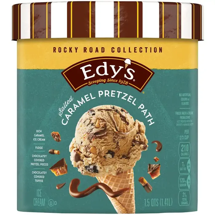 Edy‘s Edy‘‘s/Dreyer‘‘s Rocky Road Collection Salted Caramel Pretzel Path Ice Cream, 1.5 Qt