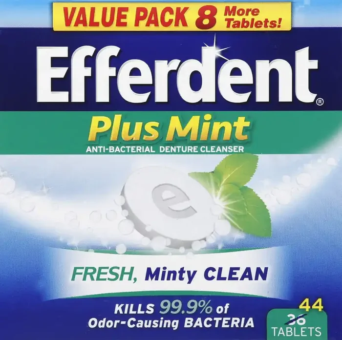 Efferdent Retainer & Denture Cleaner Tablets, Minty Fresh & Clean, 44 Count