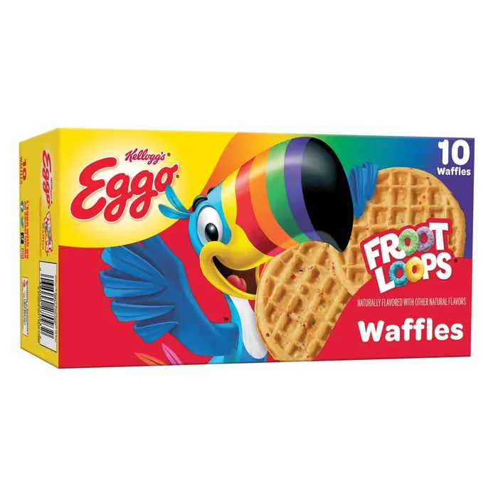 Eggo Frozen Waffles, Frozen Breakfast, Resealable, Froot Loops, 12.3oz Box, 10 Waffles