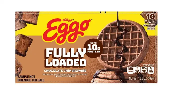 Eggo Protein Frozen Waffles, Frozen Breakfast, Protein Snacks, Chocolate Chip Brownie, 12.3oz Box, 10 Waffles