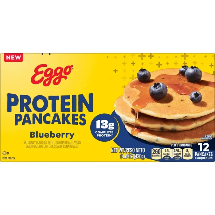 Eggo Protein Pancakes Blueberry, Frozen Breakfast, 14.8 oz, 12 Count