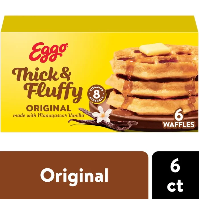 Eggo Thick and Fluffy Frozen Waffles, Frozen Breakfast, Breakfast Food, Original, 11.6oz Box, 6 Waffles