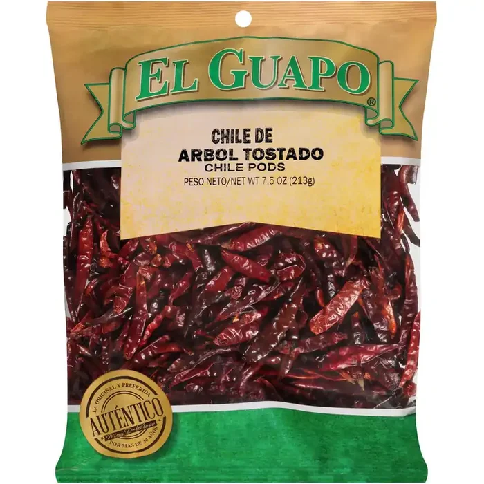 El Guapo Premium Toasted Arbol Chili Pods (Chile de Arbol Entero Tostado), 7.5 oz