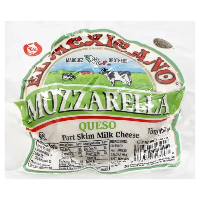 El Mexicano Mozzarella Cheese Queso Part Skim Milk Cheese