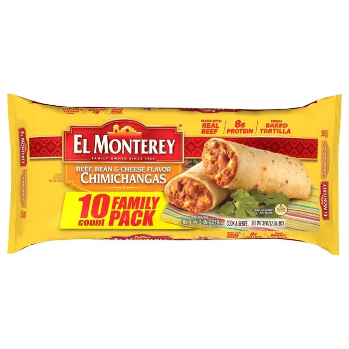 El Monterey Chimichangas Beef Bean & Cheese Family Pack