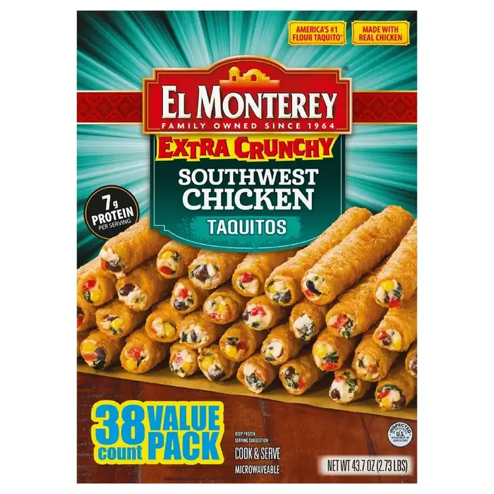 El Monterey Extra Crunchy Southwest Chicken Taquito Value Pack, 38 Count