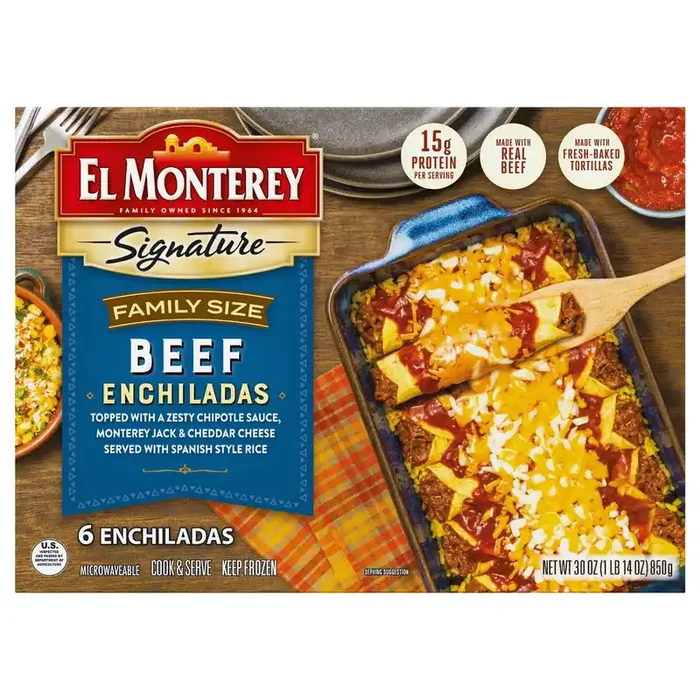 El Monterey Signature Beef Enchiladas Family Size, 30 oz (Frozen)