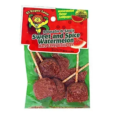 El Super Leon Sweet And Spice Watermelon Hard Candy Lollipops