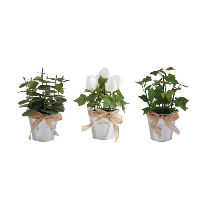 Ele A3 7In Tin Pot Asrt Plstc Artfcl Grnry