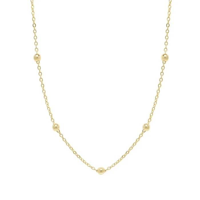 Elements 14K Gold Over Brass 18 Inch Beaded Station Chain Necklace