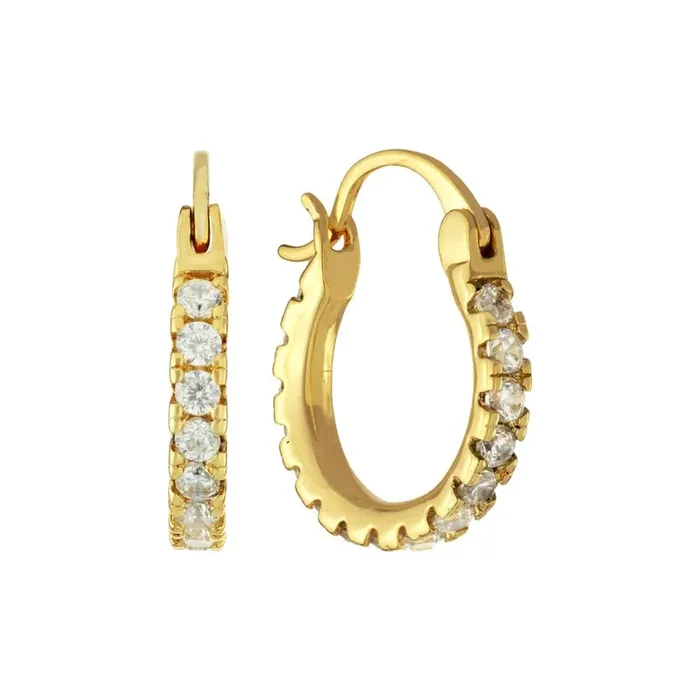 Elements Gold Over Silver 15Mm Cubic Zirconia Click-Top Hoop Earrings