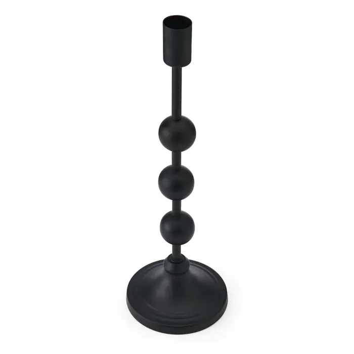 Elements Matte Black Ball Metal Taper Holder 11.5IN