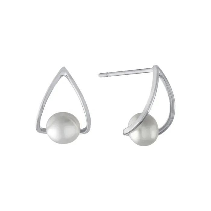 Elements Silver Plated 7.5Mm Pearl Stud Earrings