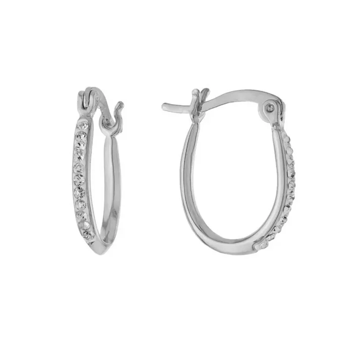 Elements Silver Plated Crystal Click-Top Hoop Earrings