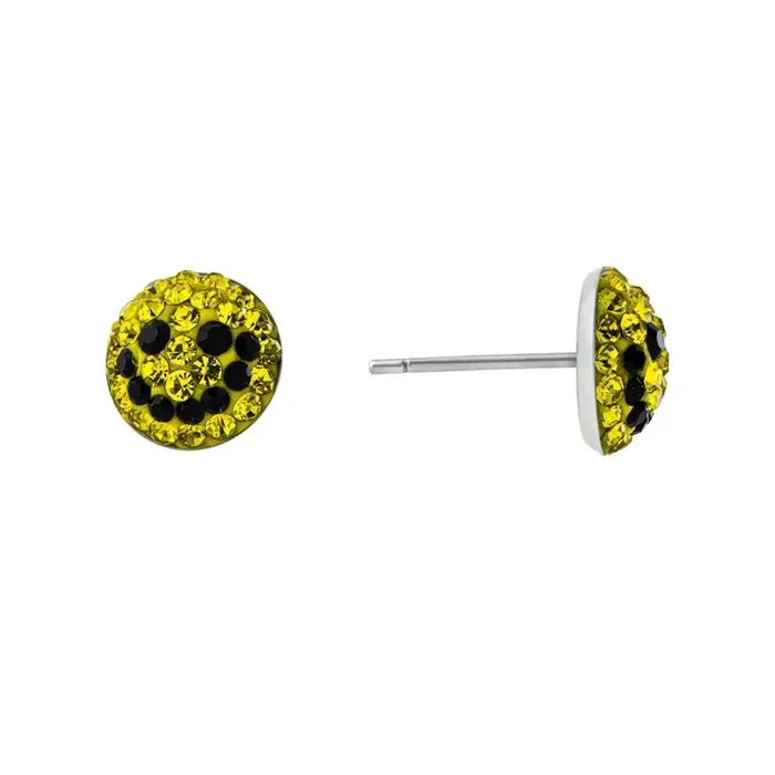 Elements Silver Plated Crystal Happy Face Stud Earrings