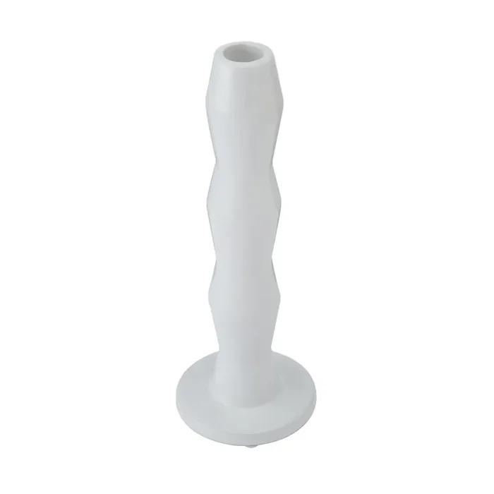 Elements Stoneware Taper Holder White Wavy 9.5IN