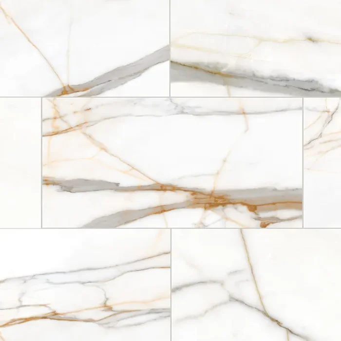 Elida Ceramica Bianca Gold 24-in x 48-in Matte Porcelain Marble look Large format Floor and Wall Tile ( 7.75-sq ft Piece )