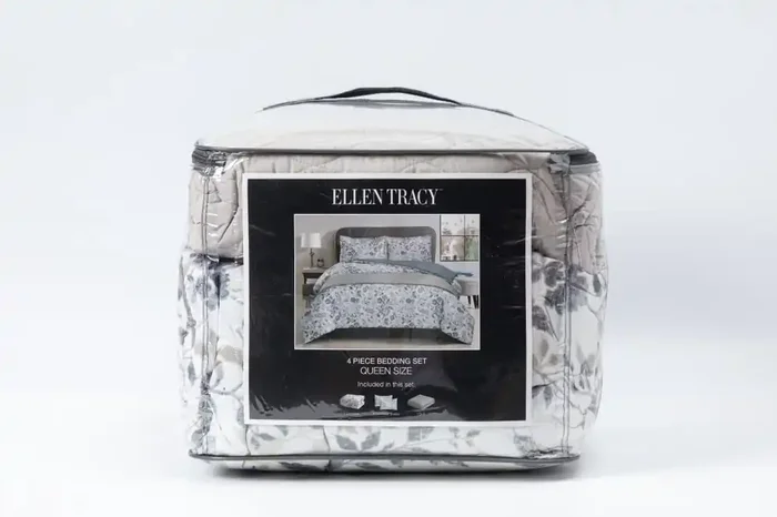 Ellen Tracy 4 Piece Comforter Set – Grey Floral