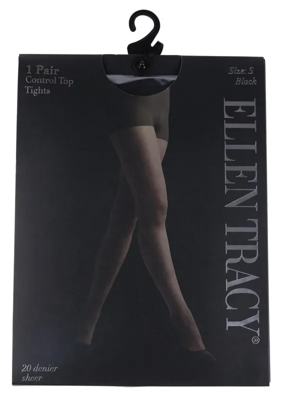 Ellen Tracy® 1pk Run Resistant Control Top Tights – Black